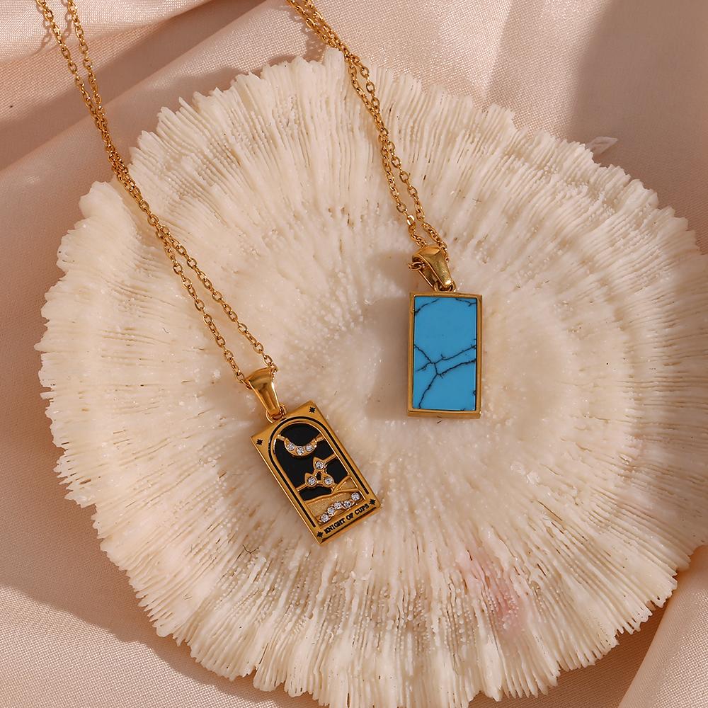 Neue Bunte Tarot Halskette Zirkon Stern Mond Sonne Liebende Ritter Kaiserin Anhänger Halsketten für Frauen