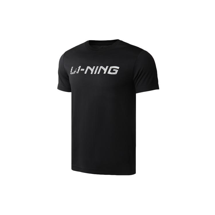 Li Ning T Shirts Men s Black Crew Neck Moderate Straight Fit ATSQ305-2 M
