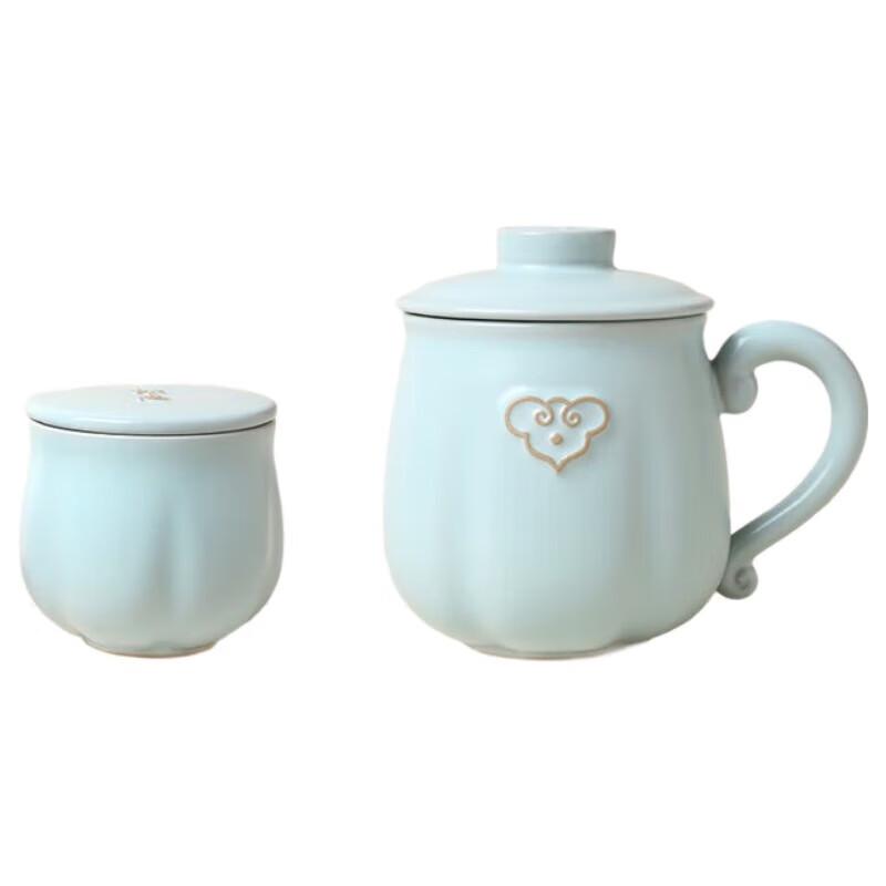 

Lu Bao Auspicious Cloud Ceramic Tea Mug with Metal Infuser