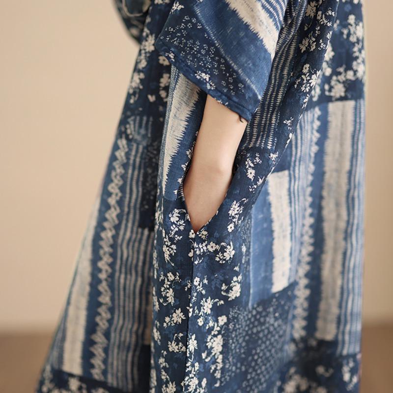 DIMANAF Spring Summer New 2026 Women Plus Size Long Dress Loose Basic Vintage Oversize Long Sleeve Maxi Floral