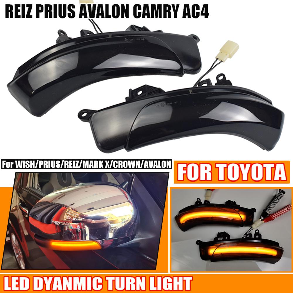 Left & Right Dynamic Led Side Wing Mirrors Turn Signal Light Indicator Lamp for Toyota iQ Camry Prius Prius+ Crown Mark X Avalon
