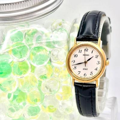 Used [New Battery] SEIKO SPIRIT Ladies Watch Gold 1F21-0H70 541182 New Belt
