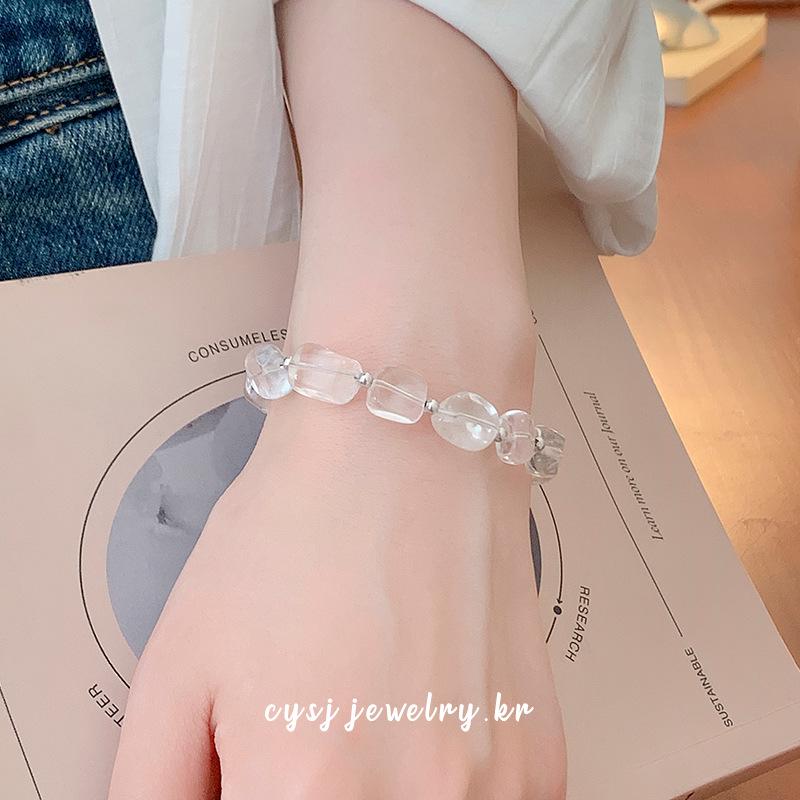 Cuiyan Shijie S925 Silber Koreanisches Oval Weißer Kristall Damenarmband 2025 Trendige Nischen Perlen Schmuck