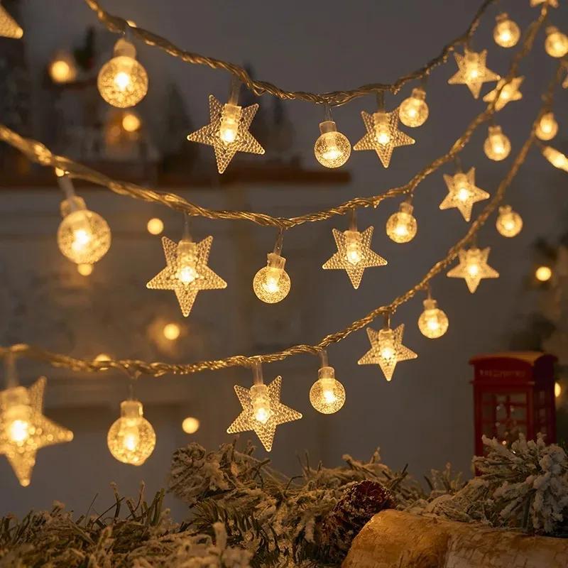 3M 2025 Christmas Decoration for Home Christmas Lights Snowflake String Lights Fairy LED Lamp New Year 2026 Tree Garden