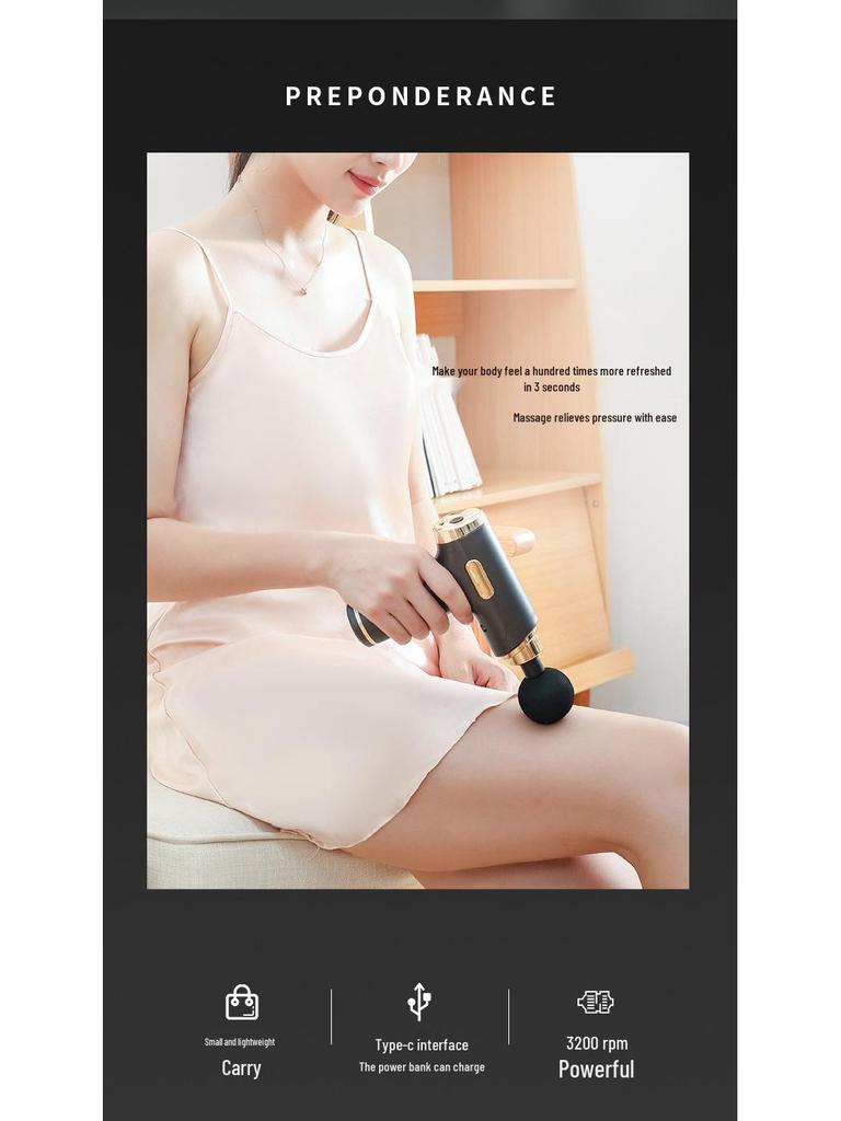 Compact Silent Massage Gun: Powerful, Low-Noise, Long-Lasting Battery with High-Frequency Vibration