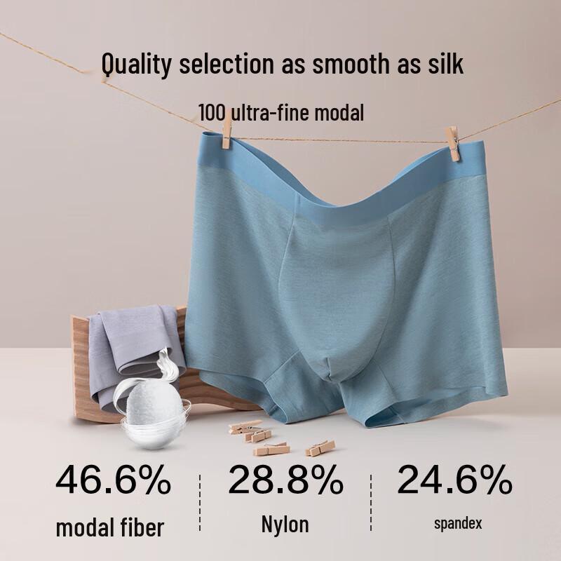 Yiershuang Men's 100-Count Modal Underwear (2-Pack) with 7A Antibacterial Silk Crotch