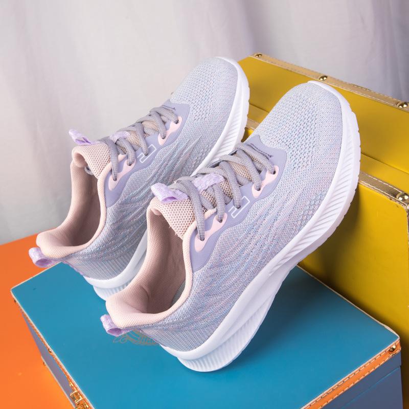 2025 new large size flying woven women's shoes spring mesh breathable sports shoes women's lightweight fashion versatile shoes