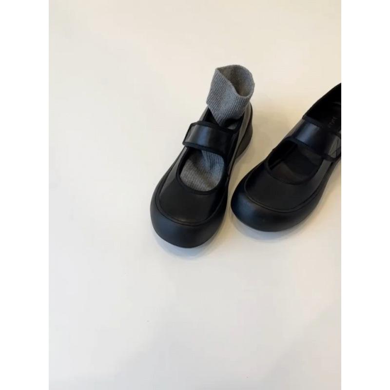 

Platform Sports Velcro Mary Jane Shoes Women s Versatile Round Head Small Leather Shoes Vintage Ballet Single Shoes 35 чорний