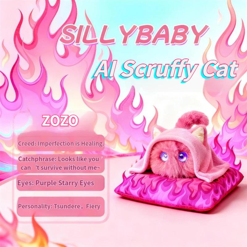 AI Scruffy Cat  Robot Plush Toy Voice Interactive Child Growth Learning Companion Soothing Large Model Pet Doll