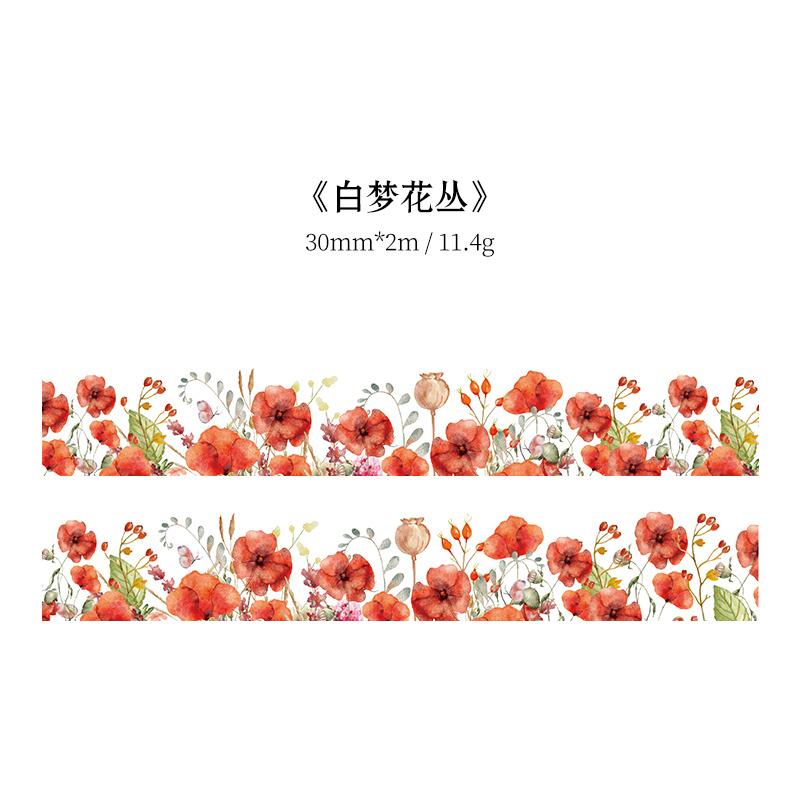 

TIANZI 30mm/50mm*2m Vintage Plant Masking Washi Tape Flowers Sticker Aesthetics Diy Scrapbooking Sticker School Supplies