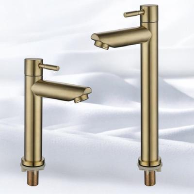 SUS304 Single Cold Tap Brushed Gold Basin Faucet Bathroom Faucet Water Faucet Waterfall Bathroom Tap 304 Stell Stainless