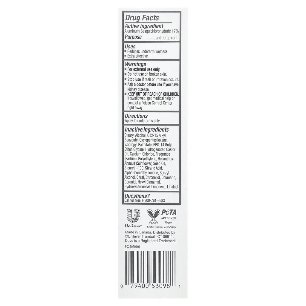 Dove, Clinical + Care, Antiperspirant Deodorant, Cool Essentials, 74g (2.6oz)