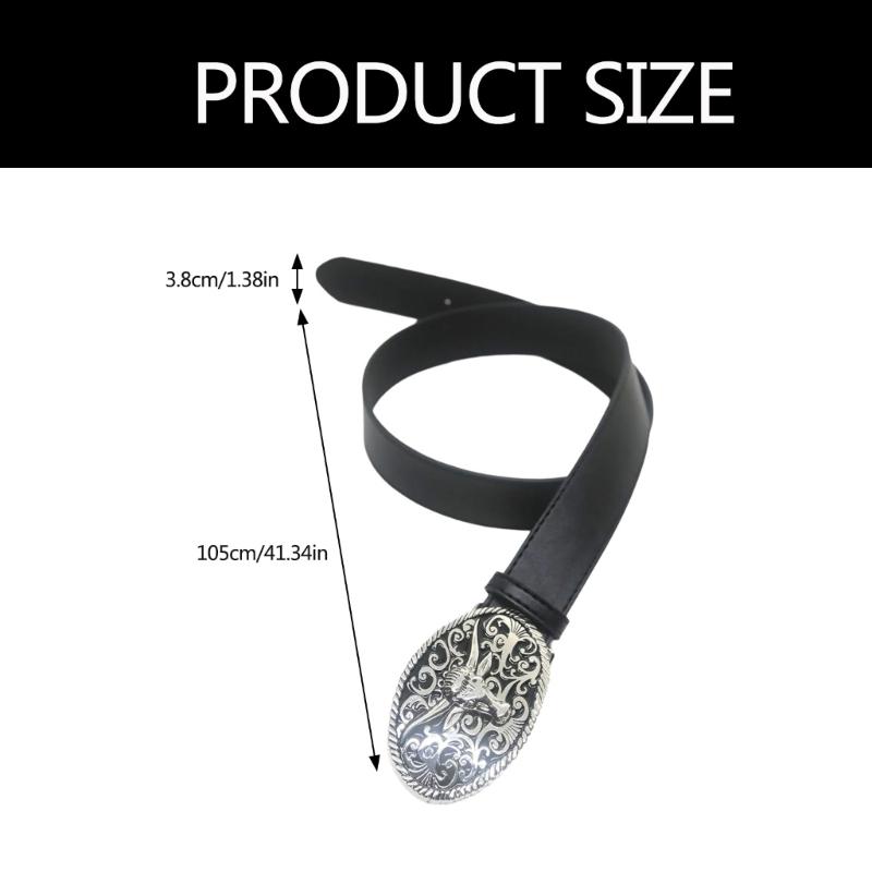 Simple Waist Belt with Metal Buckle Harajuku PU Waist Belt for Women Coat Dress Adjust Length Western Waist Belt