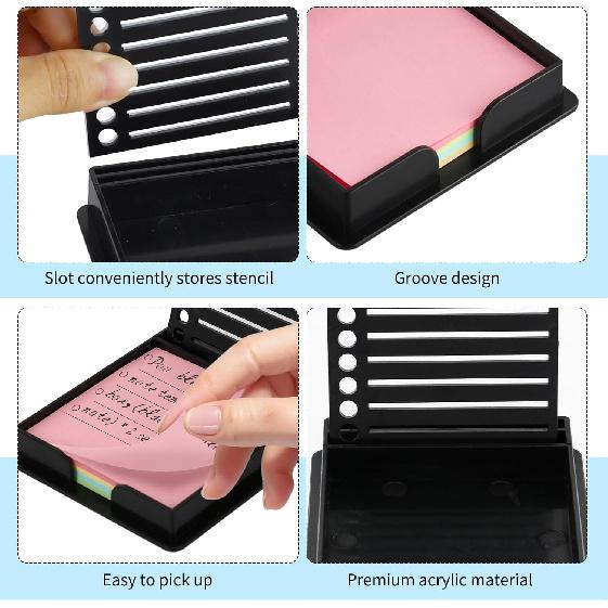 Sticky Note Stencil, Sticky Note Stencil and Holder, Post It Stencils, with Five Different Stencil, for Room and Office Desk Organizer, for 3x3 Inch