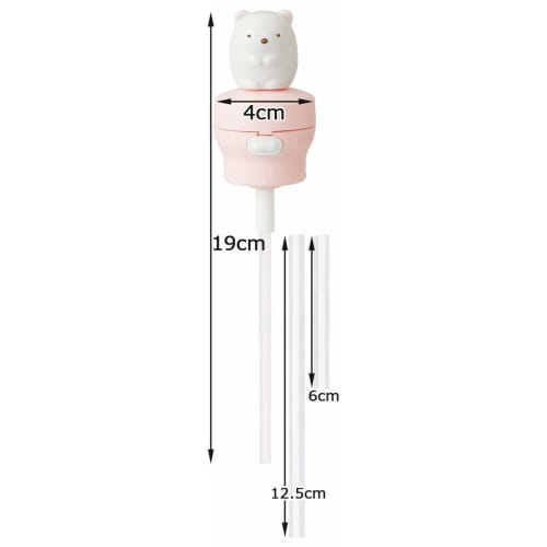 Skater Push-Type Straw Hopper Cap with Mascot, Silicone, 350ml/500ml Capacity, Sumikkogurashi Polar Bear, PSHC6