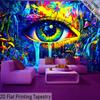 2D Trippy Eye Waterfall Tapestry Blacklight Fantasy Forest Backdrop Cloth for Bedroom