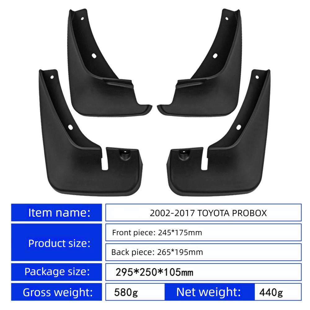 4Pcs Mud Flaps Splash Guards For Toyota Probox 2016-2022 2017 2018 2019 2010 2011 Toyota avanza Front and Rear Mudguards Car Accessories Auto Styline