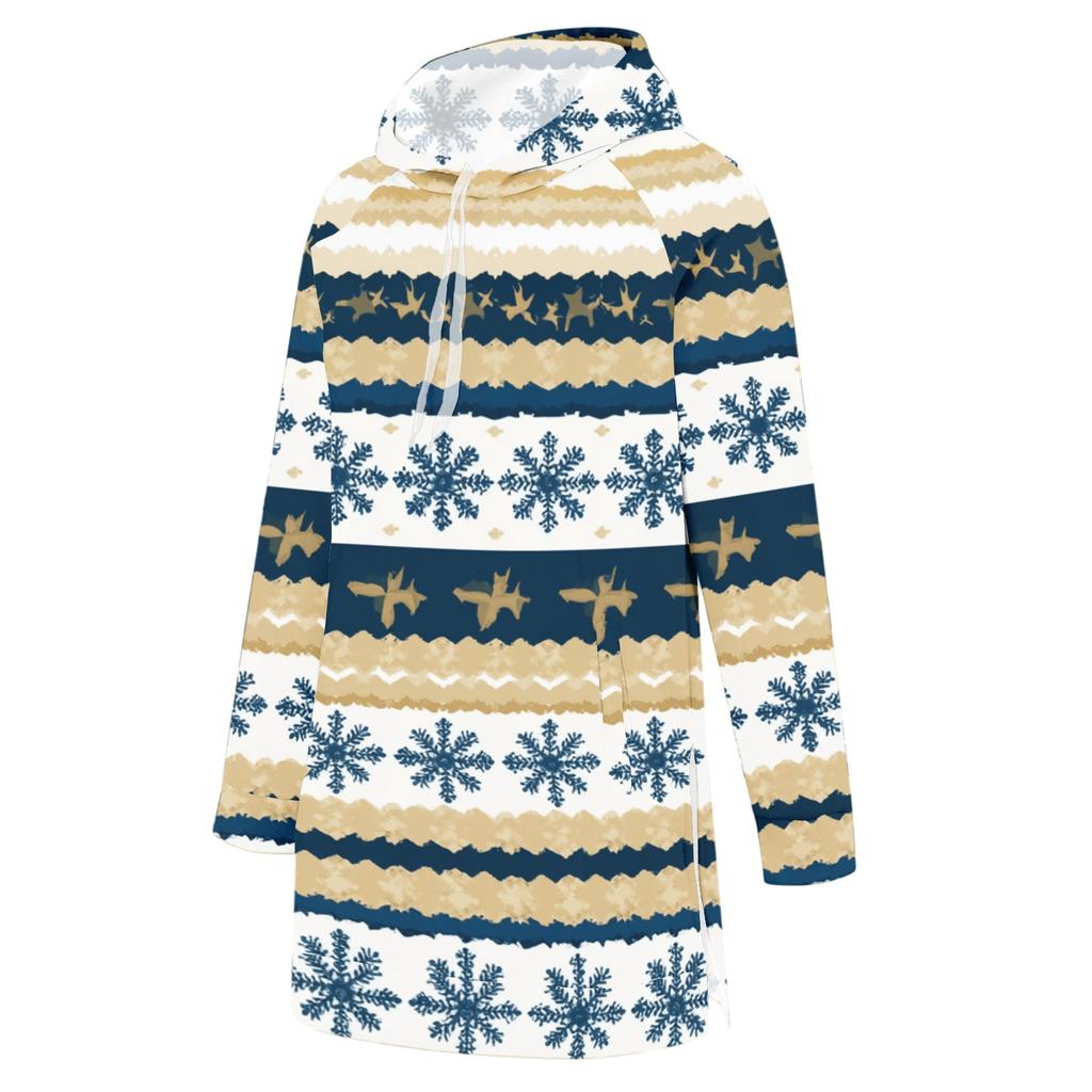 Women's Casual Christmas Print Long Sleeve Hooded Sweatshirt Top