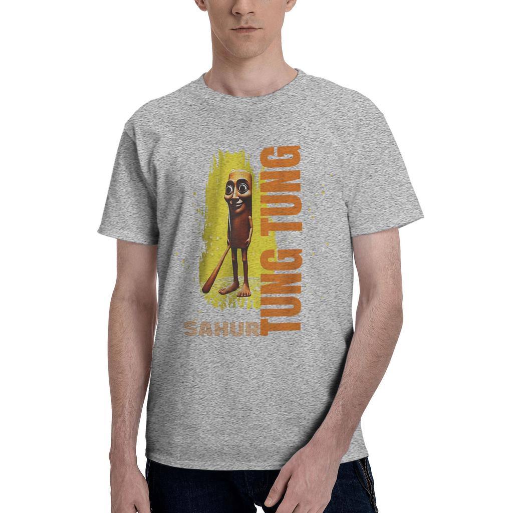 Humor Gen Z Tung Tung Tung Sahur T Shirt Men Cotton Vintage T-Shirts Round Neck  Tee Shirt Short Sleeve Clothes Plus Size