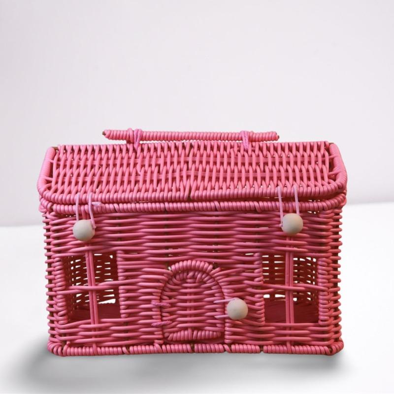 Multifunctional Wicker Storage Basket PP Woven Rustic Snack Box Organizer for Kitchen Living Room Wedding Party Decor