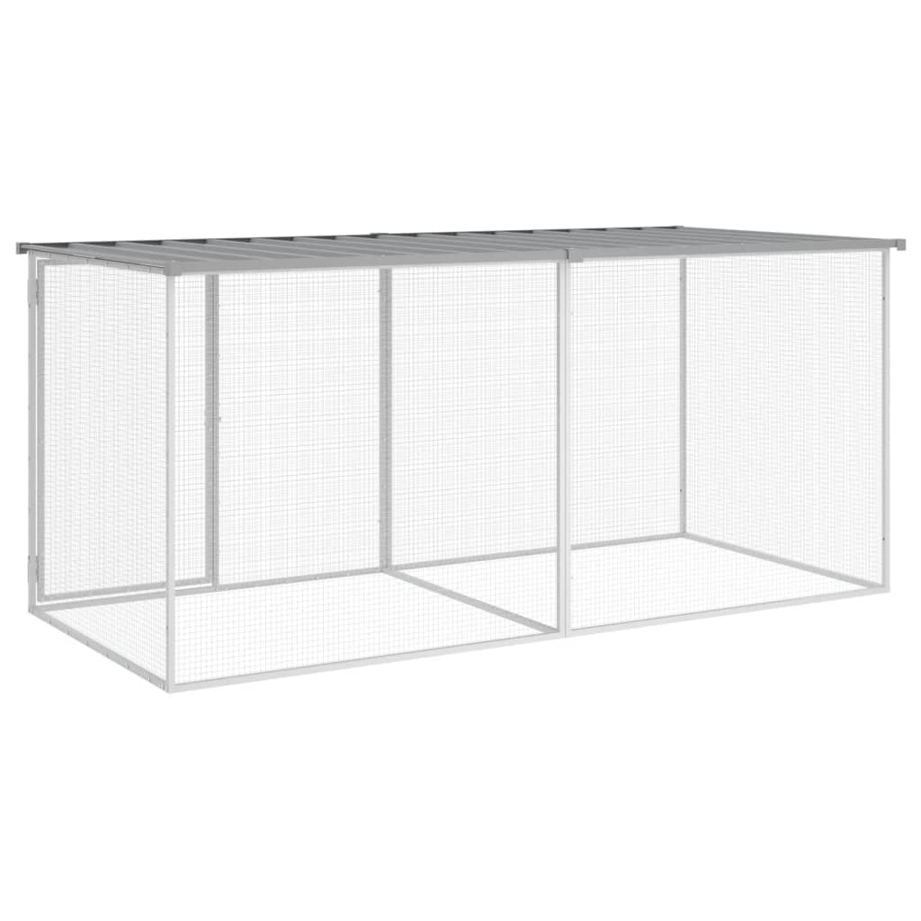 Vidaxl Chicken Coop, With Roof, Light Gray, 203X98X90 Cm, Steel