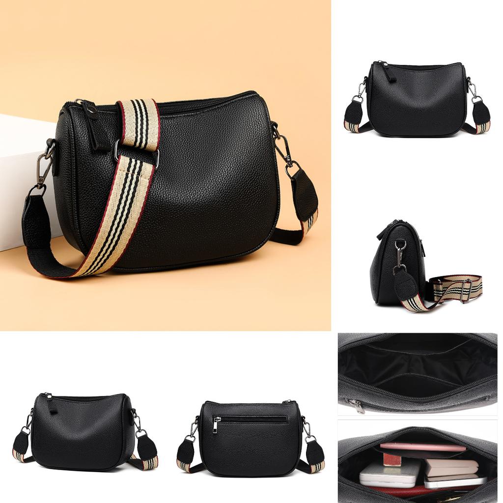 High Appearance Bag, Women's Crossbody Bag, Zipper Small Bag, Fashionable and Versatile, Middle-aged Women's and Elderly Soft Leather Bag