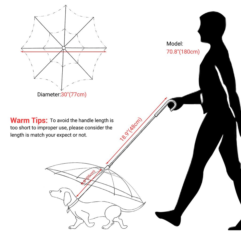 Lesypet Dog Umbrella Umbrella for Walking Even on Rainy Days Foldable Lead Umbrella Suitable for Small and Medium Dogs - - -
