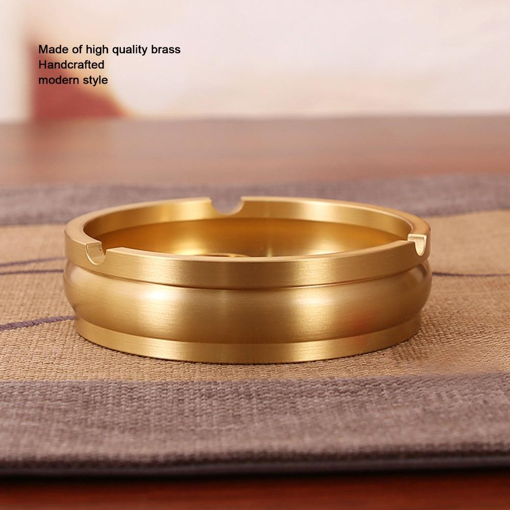 2pcs Ashtrays Windproof Brass Ashtray Round Easy Cleaning Tabletop Ashtray Brass Decorative Ashtray For Restaurant