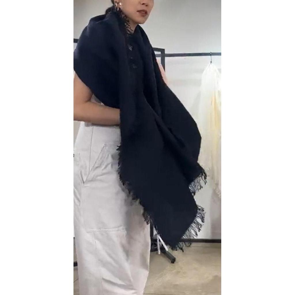 Used New with Tags, Plant-dyed, Asauce Meler Organic Linen Stole, Black, Rare
