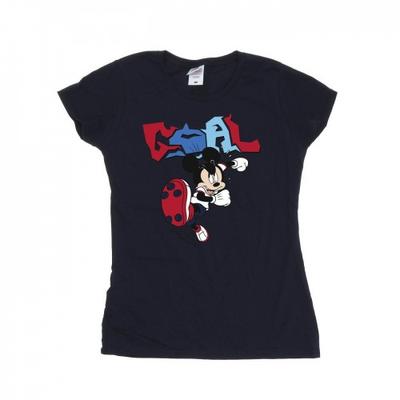 Womens/Ladies Mickey Mouse Goal Striker Pose Cotton T-Shirt