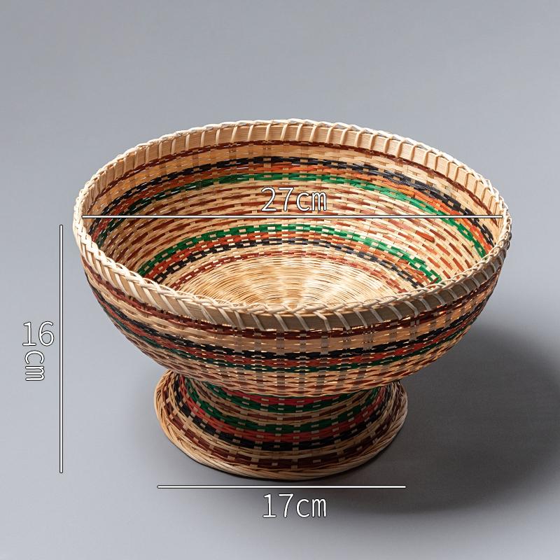 Handwoven Bamboo Retro Snack Basket and Plate for Picnic and Storage