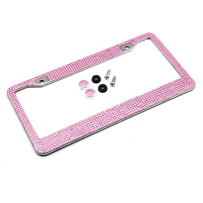 US Standard Metall Nummernschild Rahmen Bling Strass Chrom Kristall Diamant