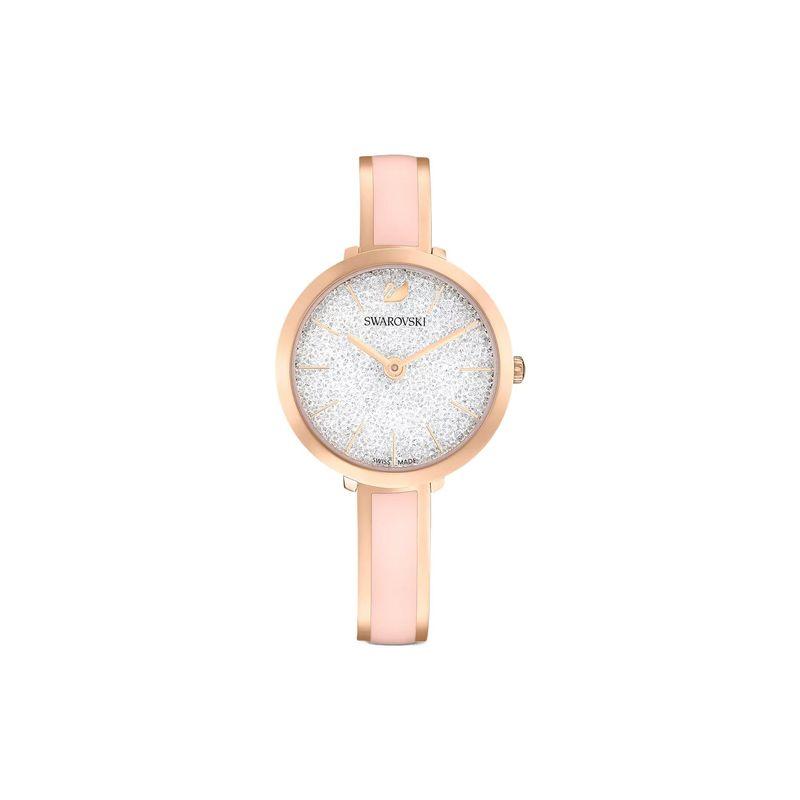 Swarovski Classic Swan Uhr Quarzwerk Edelstahlarmband Weißes Zifferblatt Damenuhren Silber 5642221 Pink Strap white