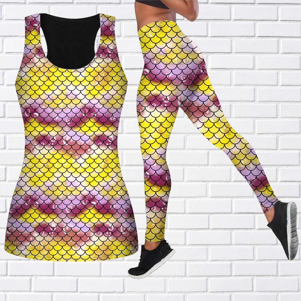 Red Scale Print Yoga Outfit for Women Fashion Workout Leggings Fitness Sports Casual Yoga Pants