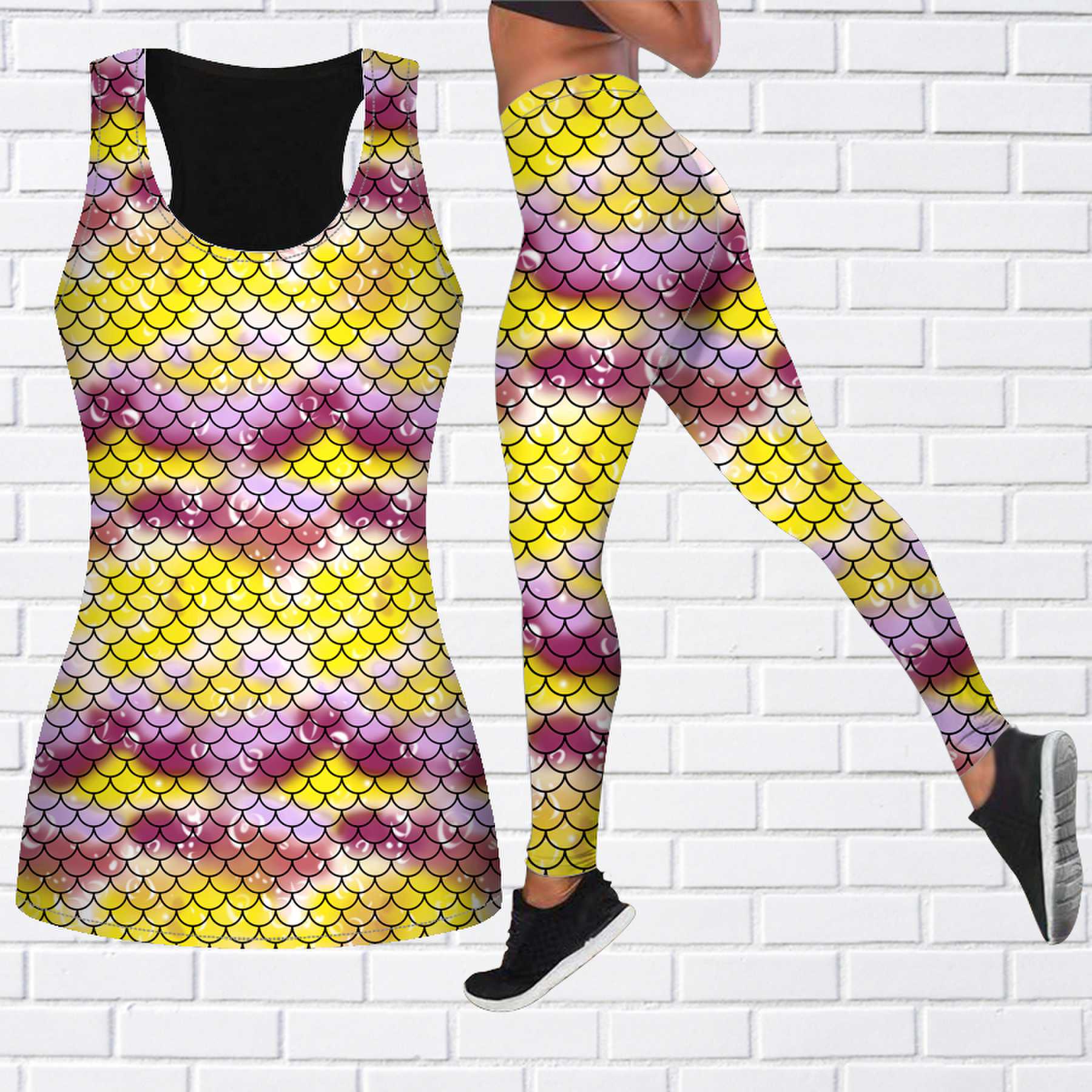 

Экипировка для йоги с красным чешуйчатым принтом для женщин, модные леггинсы для тренировок, спортивные повседневные штаны для фитнеса и йоги 8XL жёлтый