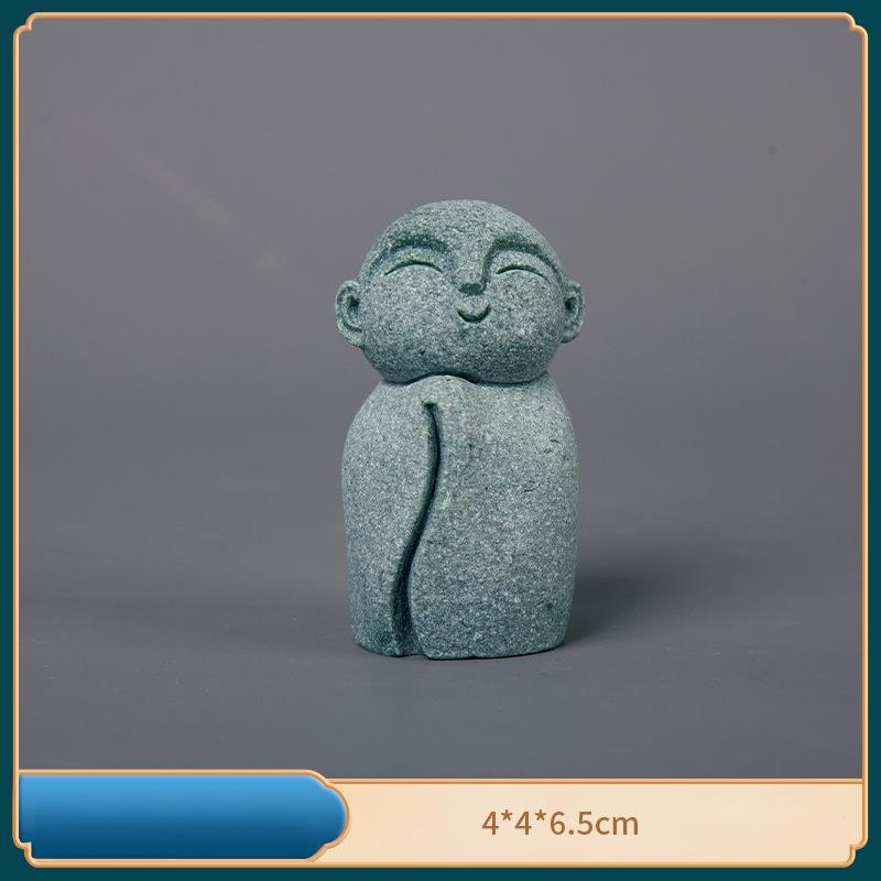 Cute Maitreya Blue Sandstone Ornaments Buddha Statues Garden Mini Ornament Japanese Home Decoration Crafts Figurines & Miniature