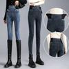 Women's High Waist Slim Fit Pencil Pants - Plus Velvet, Elastic, Large Size, Autumn/Winter.