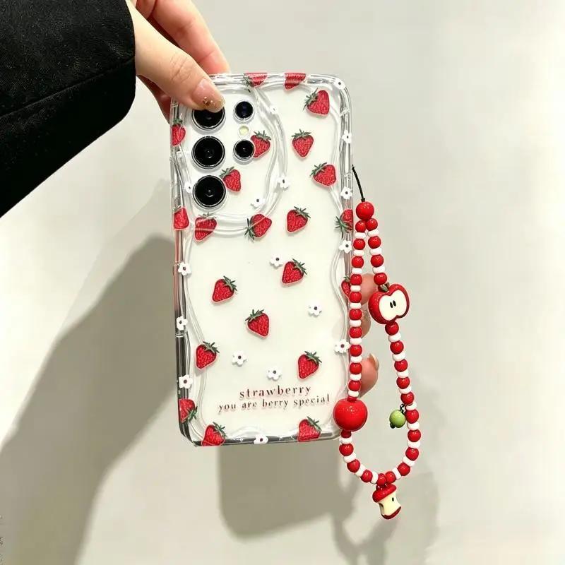 Strawberry With Apple Chain Case For Motorola EDGE 50 FUSION Ultra G05 G22 G84 G34 E22 G14 G35 G52 G54 G75 G60 G30 G15 G53 G24