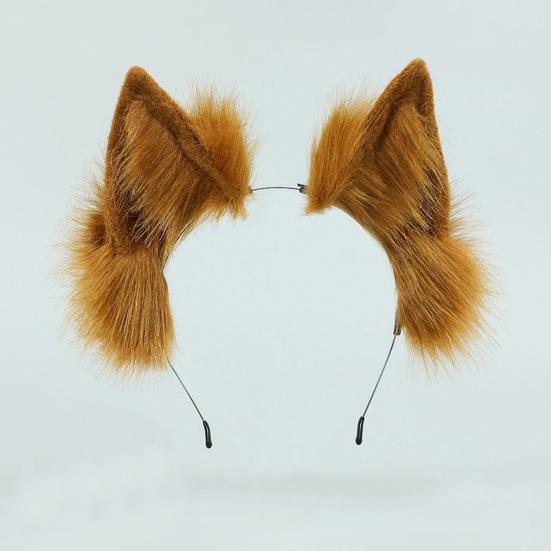 

Yousheng Hair Hoop Плюшевый декор в виде кошачьих ушей Эластичный головной убор ручной работы Искусственные уши животных Металлическая оправа Гибкая повязка на голову Аксессуары для фотосъемки на Хэллоуин вино красного