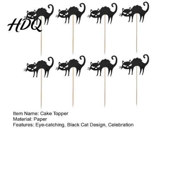 Black Cake Pick 8 Pcs Cat Cupcake Topper Halloween Cute Kitten Topper