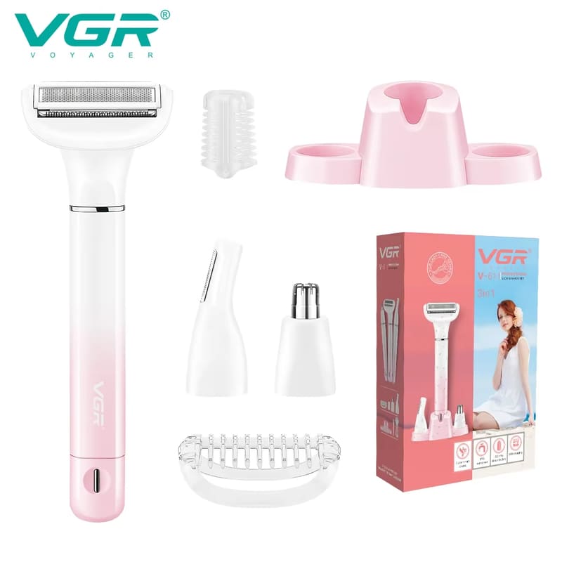 New Women's High Quality Multifunctional Three-in-One Nasal Hair Appliance Eyebrow Razor IPX5 Level Washable Razor Kit Long Battery Life