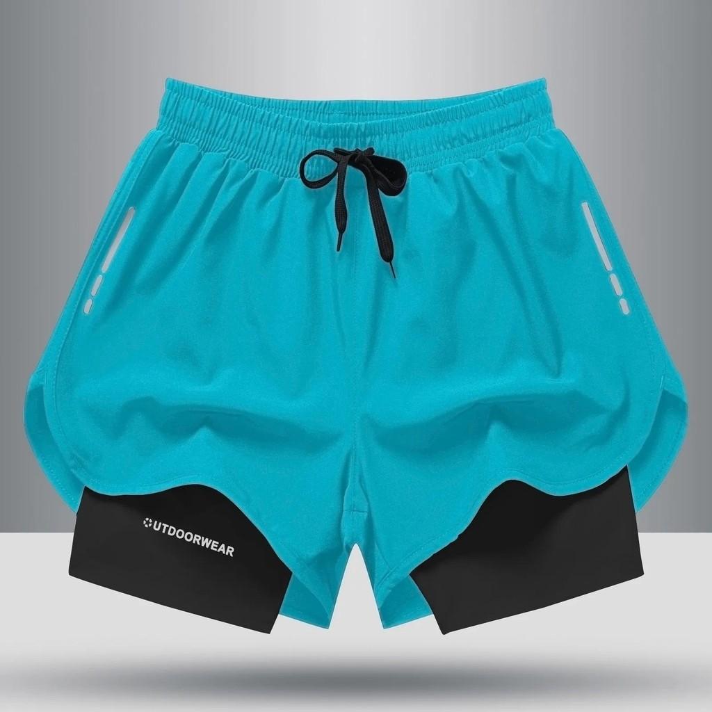 Men's Quick-Dry Three-Quarter Double Layer Sports Shorts For Basketball Marathon Running Swimming