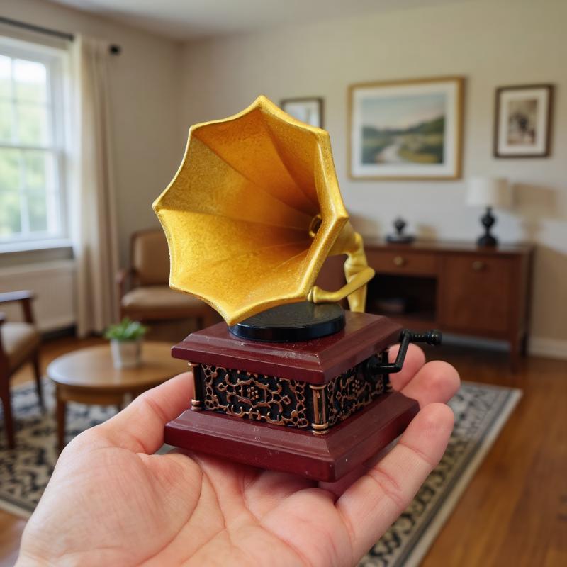 Dollhouse Vintage Phonograph Miniatures Model Living Room Accessories Decor Kids Pretend Play Toys Ornaments Gifts