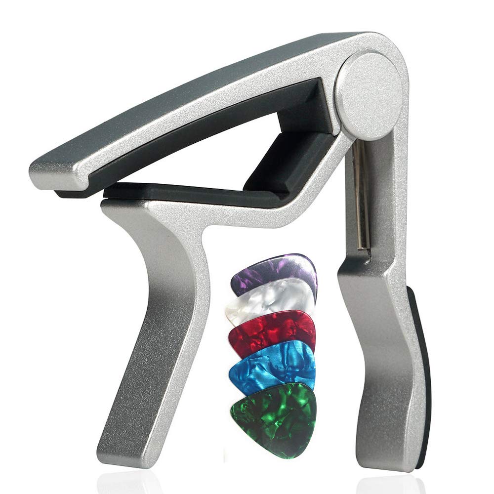 Miwayer Guitar Capo for Acoustic and Electric Guitars Rosewood Color with 5 Picks