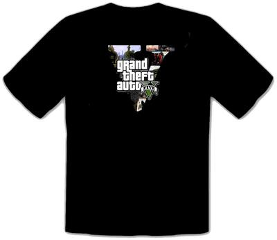 GTA V GTA 5 Grand Theft Auto 5 Rockstar Jogos Logo T-Shirt NERA - 544-