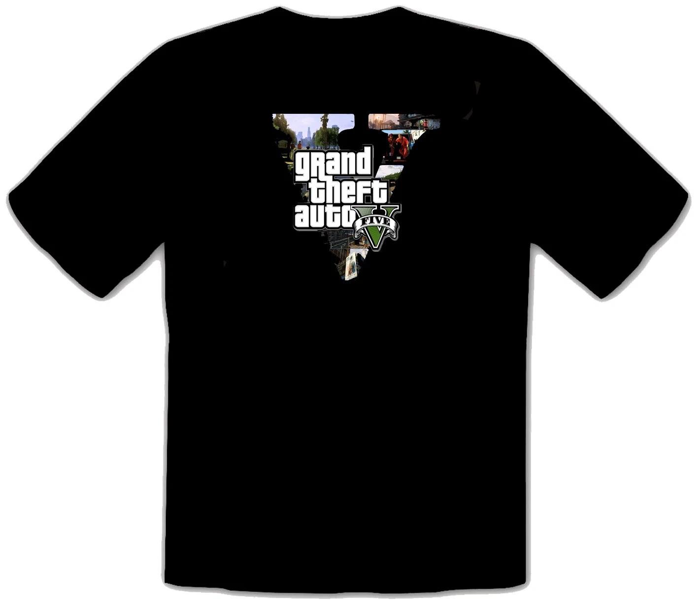 

GTA V GTA 5 Grand Theft Auto 5 Rockstar Jogos Логотип ЧЕРНАЯ Футболка - 544- 3XL