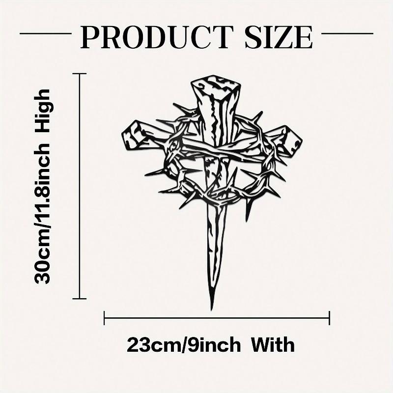 

Metal Cross Wall Art Barbed Wire Crown Rustic Decor Christmas Gift різнокольоровий