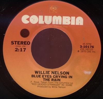 7inch Record WILLIE NELSON - Blue Eyes Crying In The Rain / Band 310176 Columbia 1975 US Folk Used