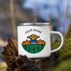 Tazze Smaltate Personalizzate per Camper Nome Personalizzato Campeggio Tazza Smaltata Avventura Festa del Falò Tazza da Birra Caffè Tazze con Manico Regali per Camperisti