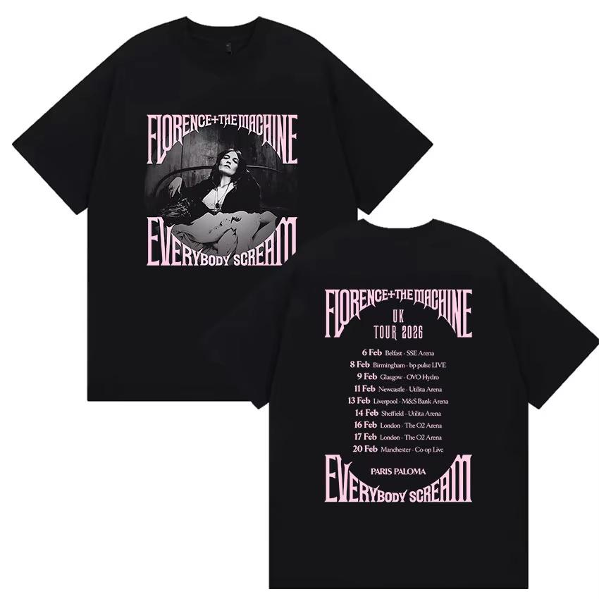 

Florence The Machine Everybody Scream Tour 2026 T Shirt Unisex Women Retro Aesthetic Fashion pure Cotton TShirts Streetwear M